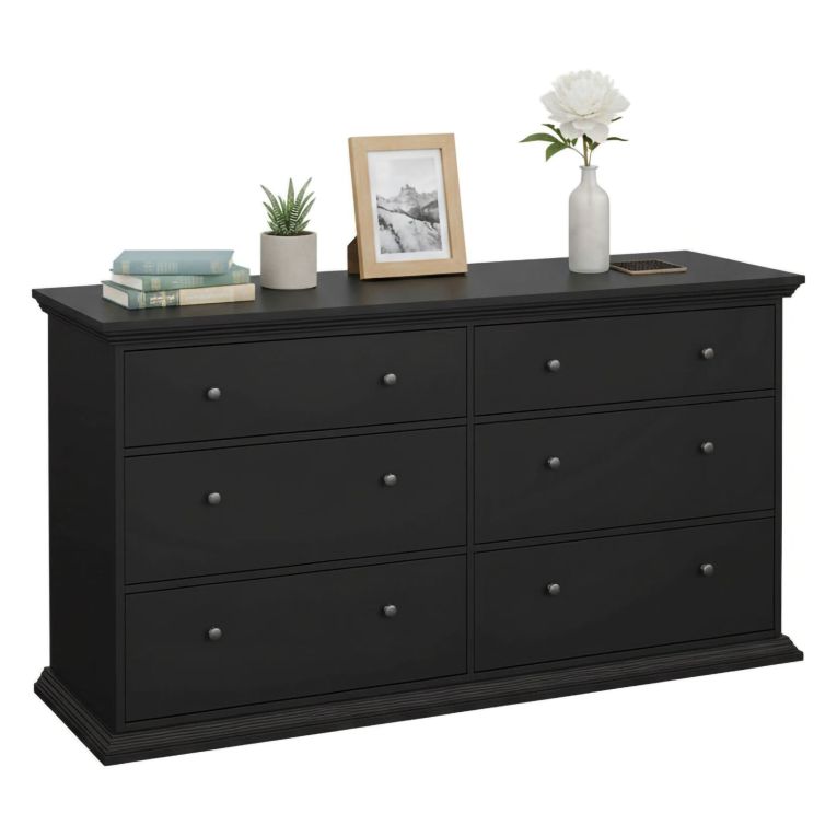 Credenza nera 163x51x88h cm 6 cassetti - Hibaru