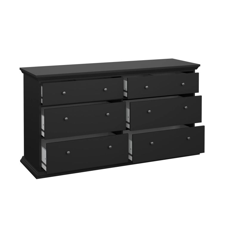 Credenza nera 163x51x88h cm 6 cassetti - Hibaru