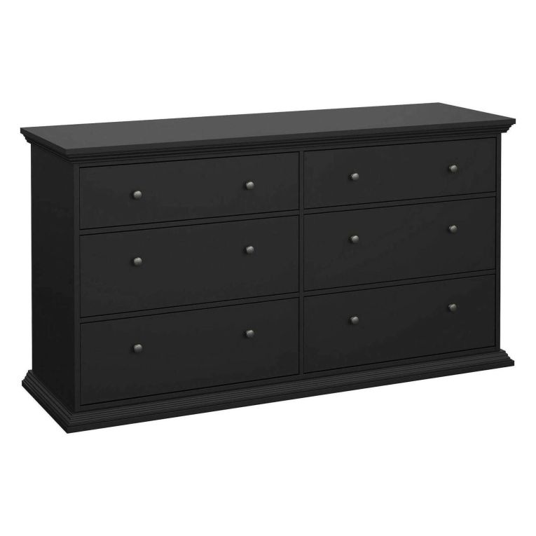Credenza nera 163x51x88h cm 6 cassetti - Hibaru
