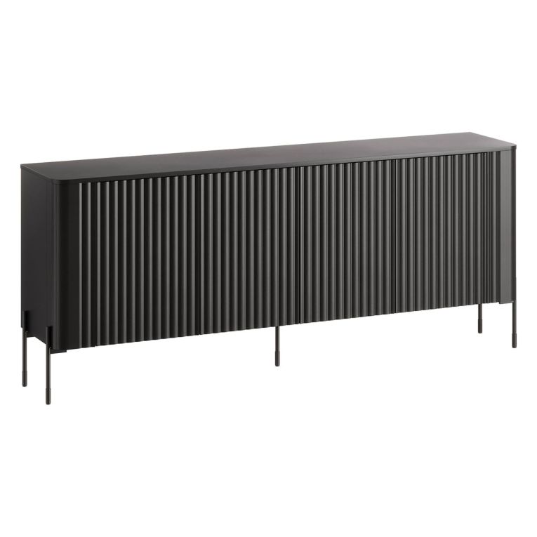Credenza nera 190x39x80h cm 4 ante - Laion