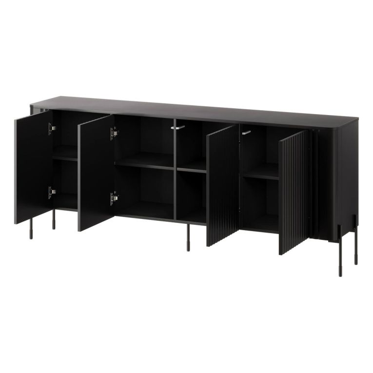 Credenza nera 190x39x80h cm 4 ante - Laion