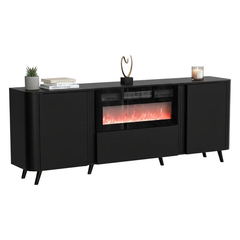 Credenza nera 190x40x68h cm 3 ante - Briano