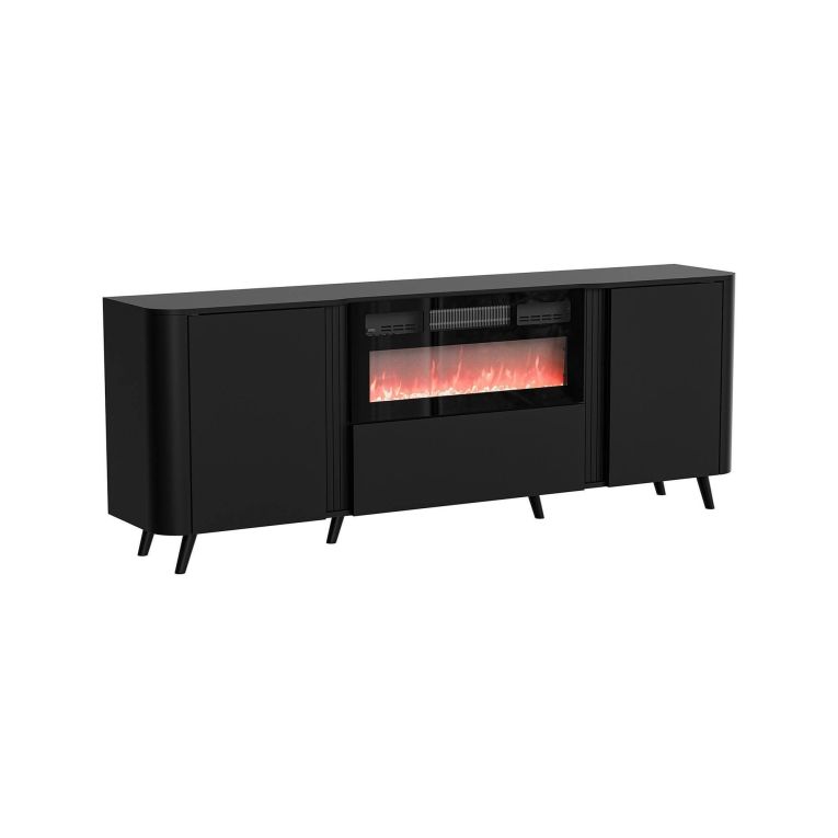 Credenza nera 190x40x68h cm 3 ante - Briano