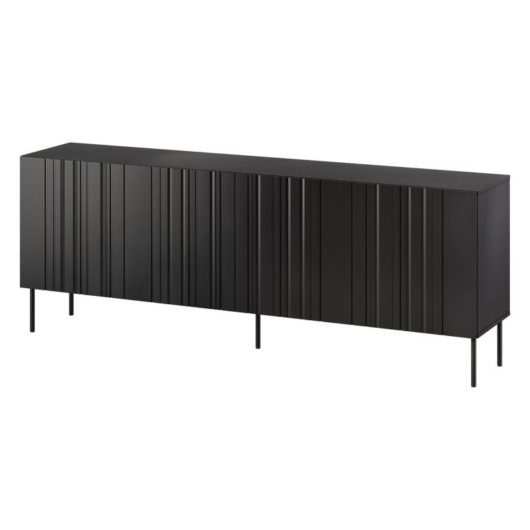 Credenza nera 200x42x75h cm 4 ante - Gerace