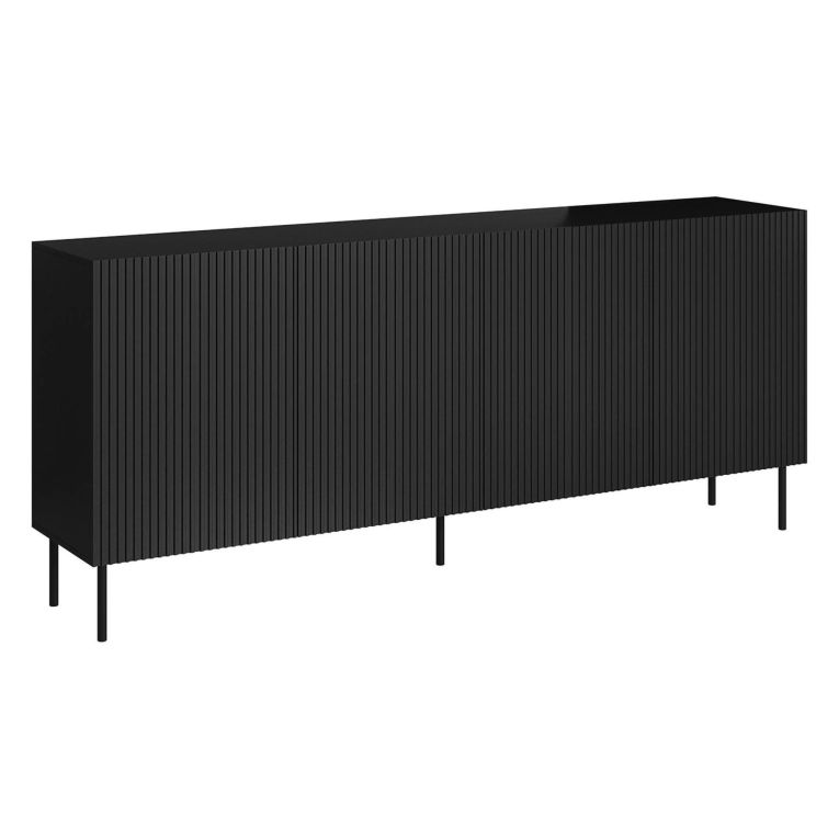 Credenza nera 200x42x82h cm 4 ante - Corana