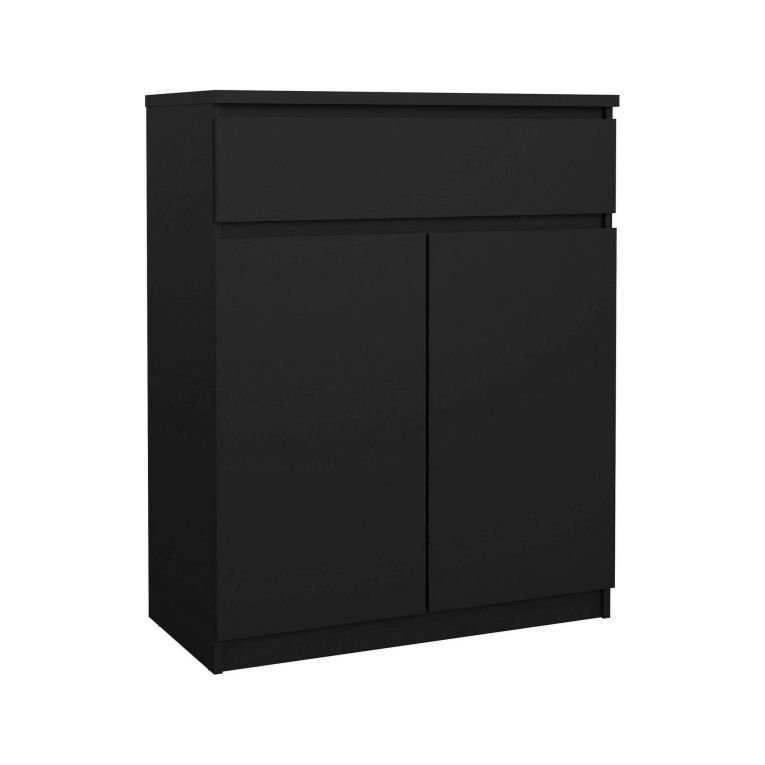 Credenza nera 80x40x100h cm 2 ante e 1 cassetto - Genziana