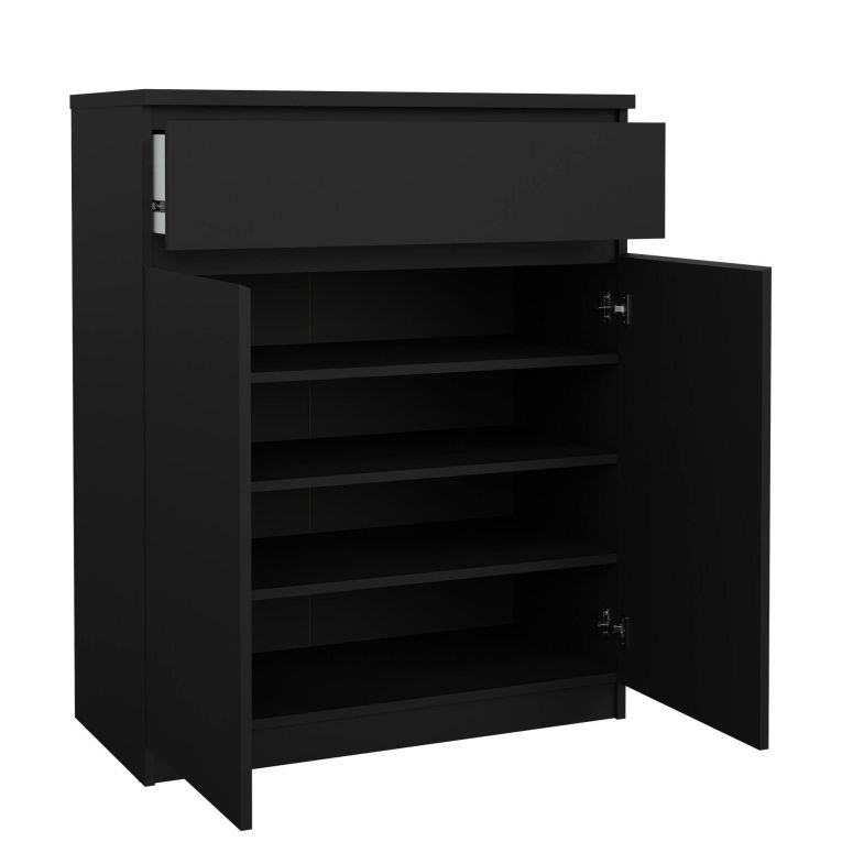 Credenza nera 80x40x100h cm 2 ante e 1 cassetto - Genziana