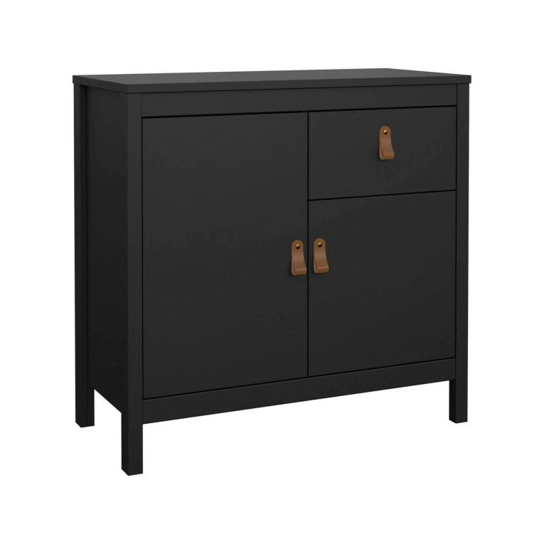Credenza nera 82x38x79h cm 2 ante e 1 cassetto - Romagna