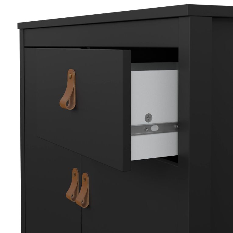 Credenza nera 82x38x79h cm 2 ante e 1 cassetto - Romagna