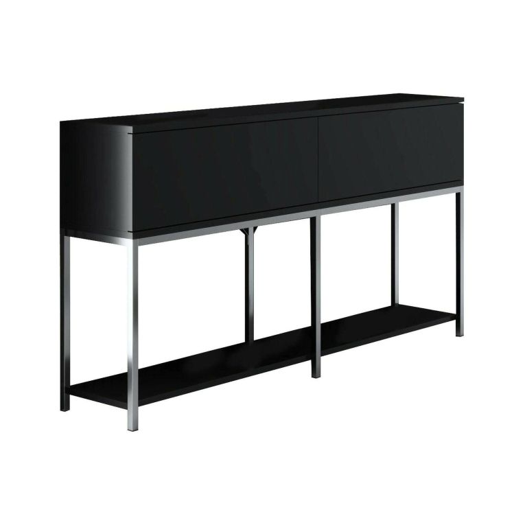 Credenza nera e argento 150x30x80h cm 2 ante - Basilia