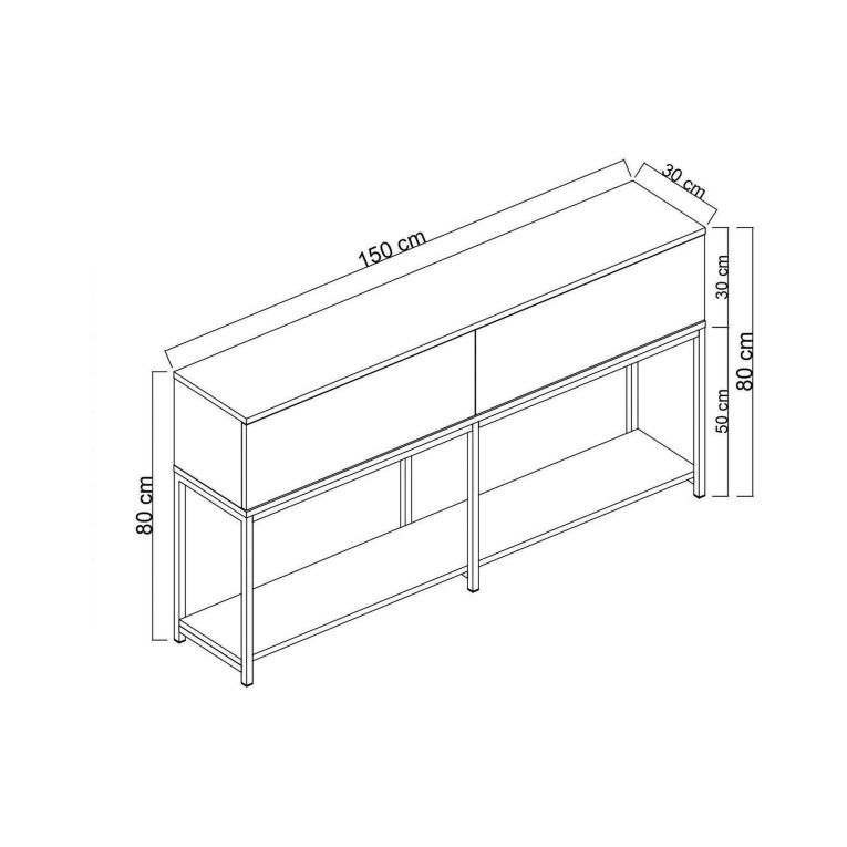 Credenza nera e oro 150x30x80h cm 2 ante - Basilia