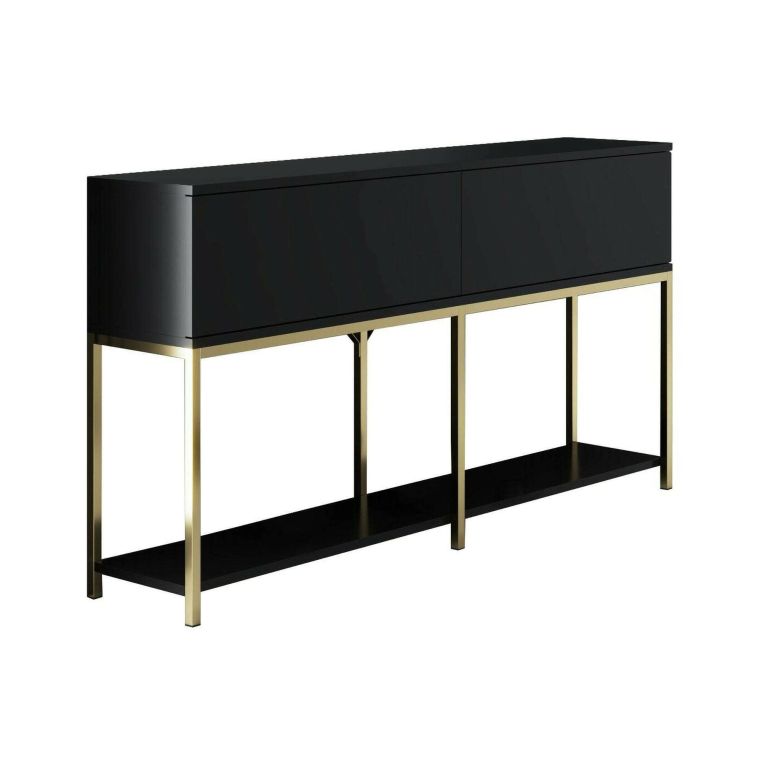 Credenza nera e oro 150x30x80h cm 2 ante - Basilia