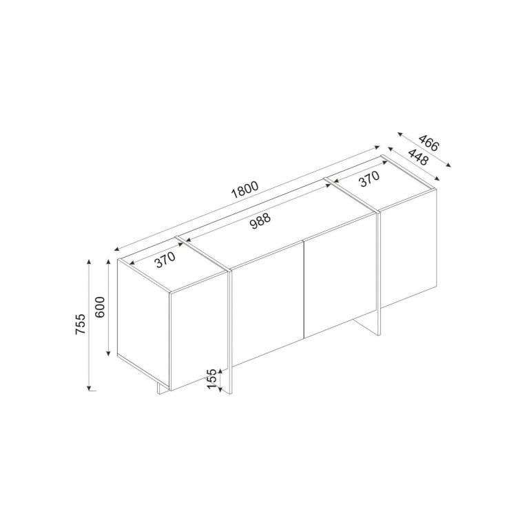 Credenza nera e oro 180x46x75h cm 4 ante - Asto