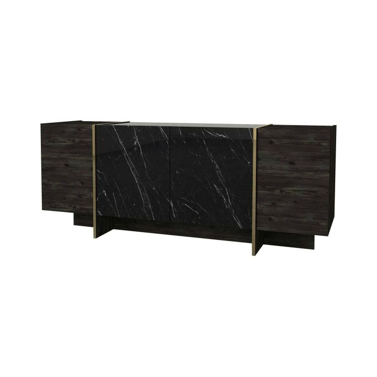 Credenza nera e oro 180x46x75h cm 4 ante - Asto