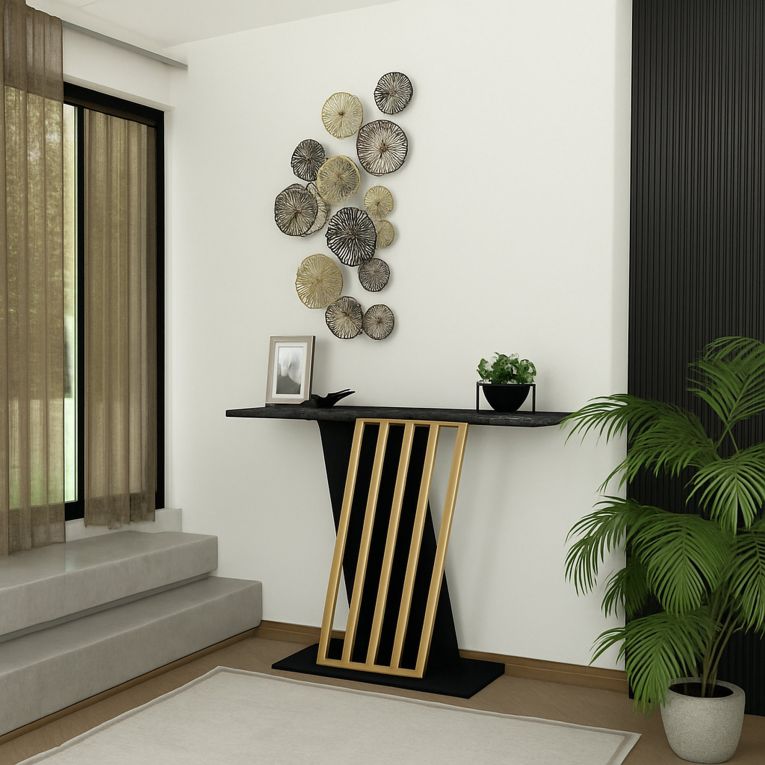 Credenza nera e oro 90x29x76h cm moderna - Cempaka