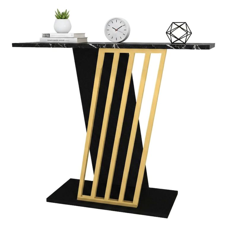 Credenza nera e oro 90x29x76h cm moderna - Cempaka