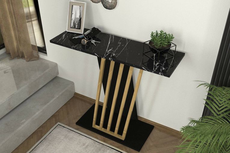 Credenza nera e oro 90x29x76h cm moderna - Cempaka