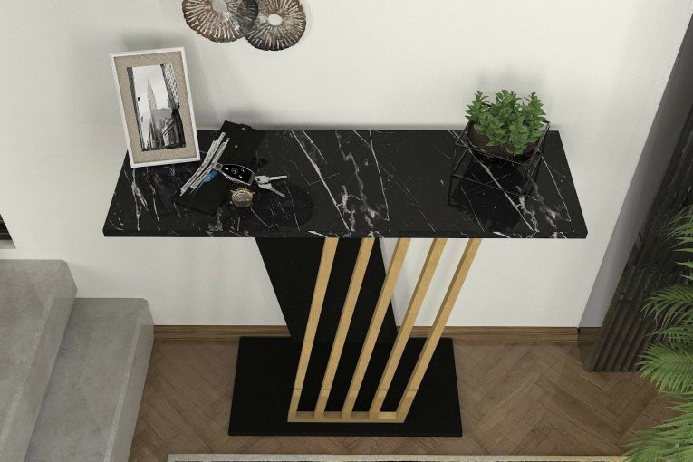 Credenza nera e oro 90x29x76h cm moderna - Cempaka