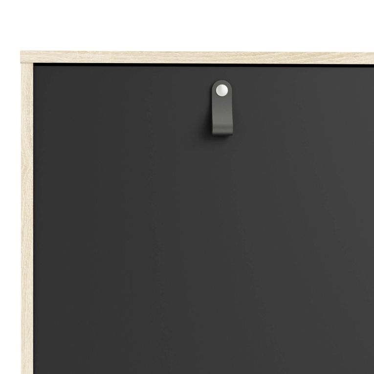 Credenza nera e quercia 147x40x86h cm 2 ante e 3 cassetti - Khan