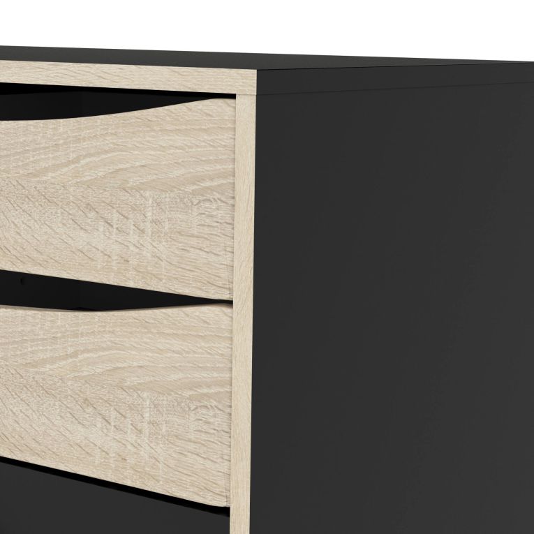 Credenza nera e quercia 98x40x86h cm 1 anta e 3 cassetti - Molise