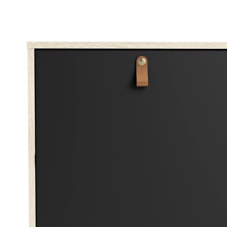 Credenza nera e quercia 98x40x86h cm 1 anta e 3 cassetti - Molise