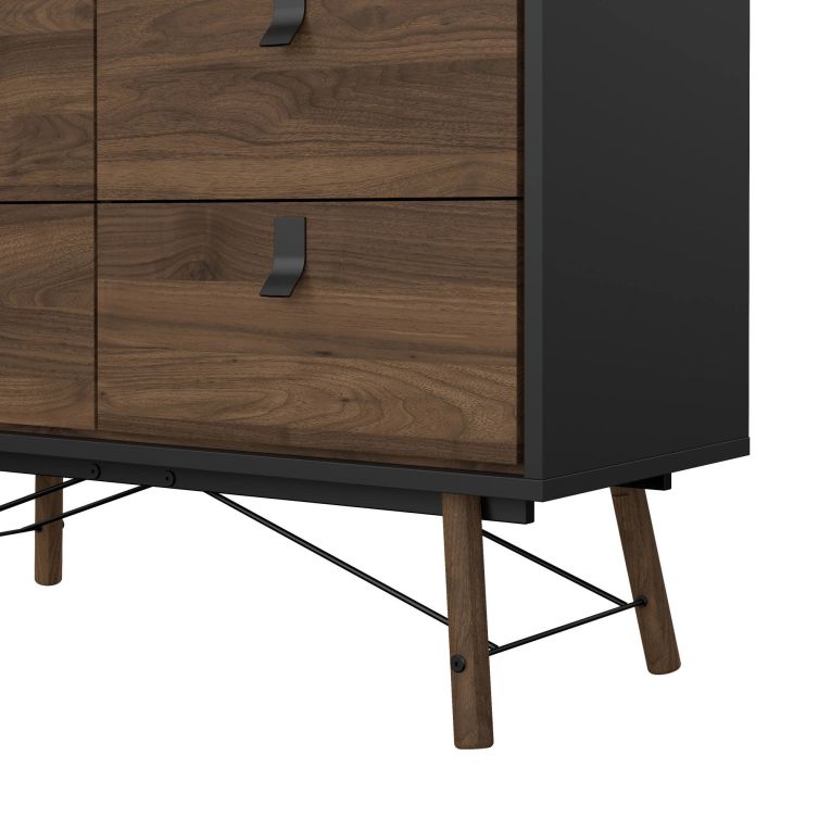 Credenza nera,noce 101x40x94h cm 6 cassetti - Maka