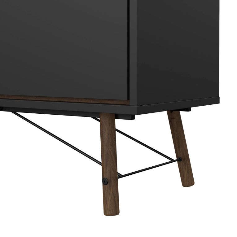 Credenza nera,noce 150x40x72h cm 2 ante e 2 cassetti - Manyi