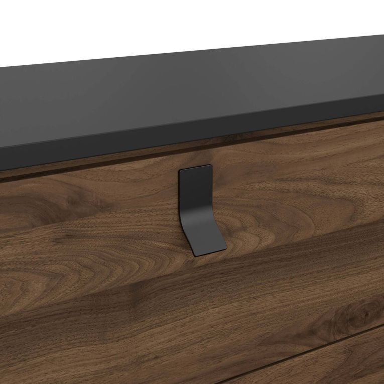 Credenza nera,noce 150x40x94h cm 6 cassetti - Anturio