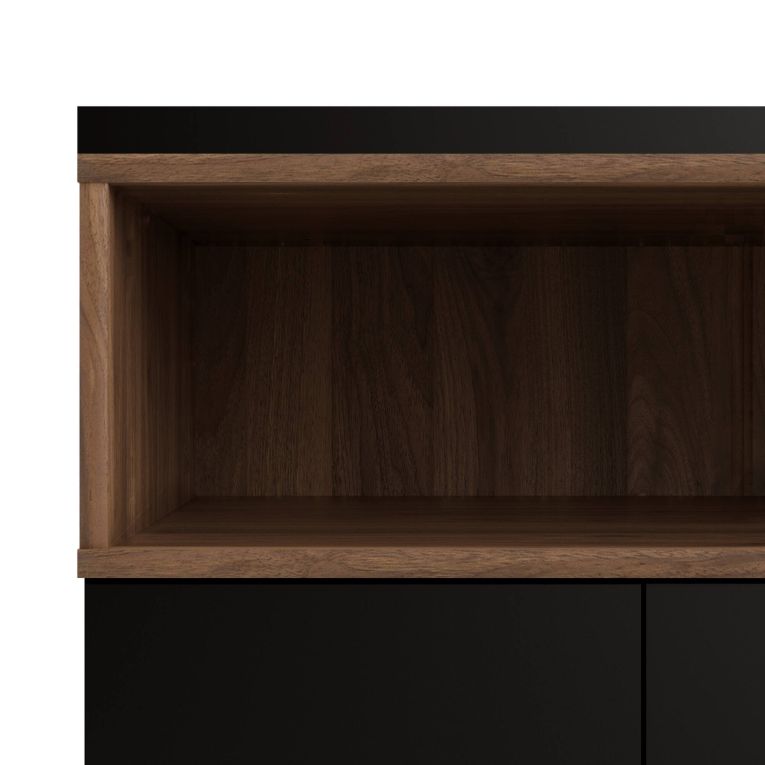 Credenza nera,noce 175x48x89h cm 3 ante e 3 cassetti - Julie