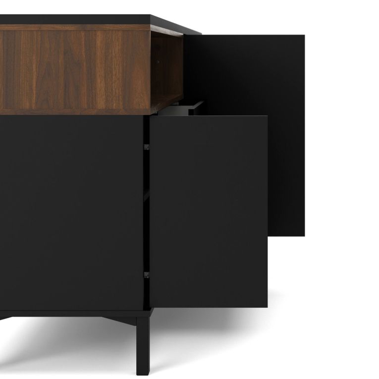 Credenza nera,noce 175x48x89h cm 3 ante e 3 cassetti - Julie