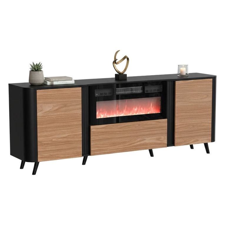 Credenza nera,noce 190x40x68h cm 3 ante - Briano