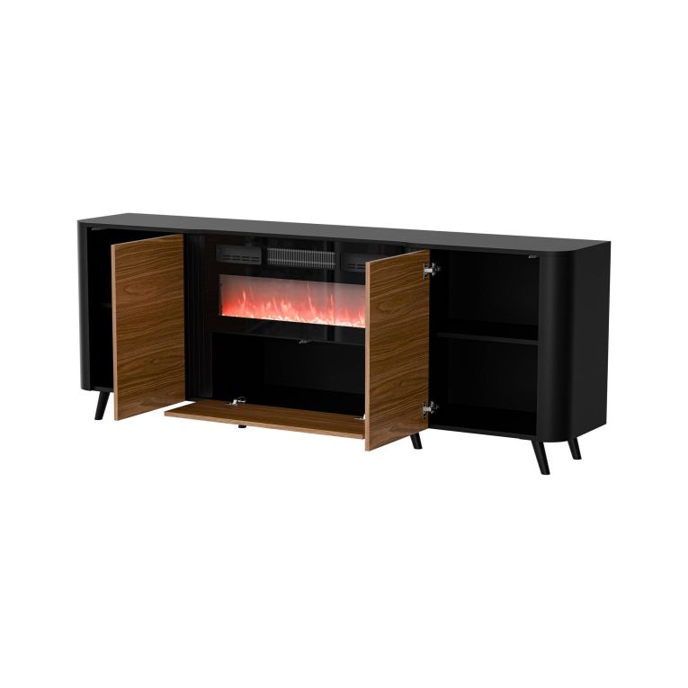 Credenza nera,noce 190x40x68h cm 3 ante - Briano