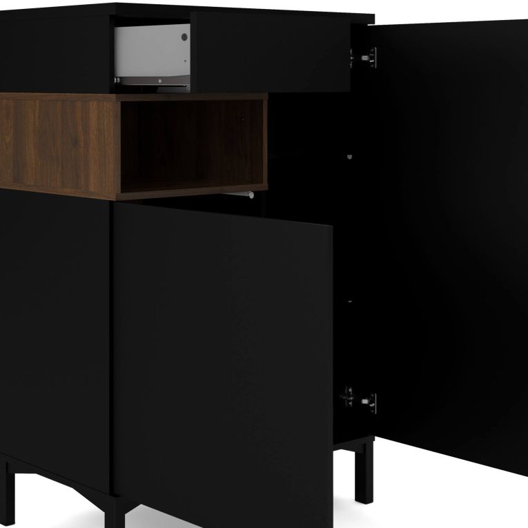 Credenza nera,noce 88x36x118h cm 2 ante e 1 cassetto - Alfra