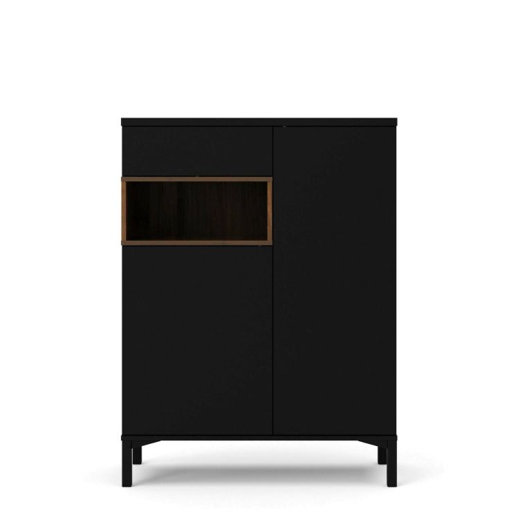 Credenza nera,noce 88x36x118h cm 2 ante e 1 cassetto - Alfra