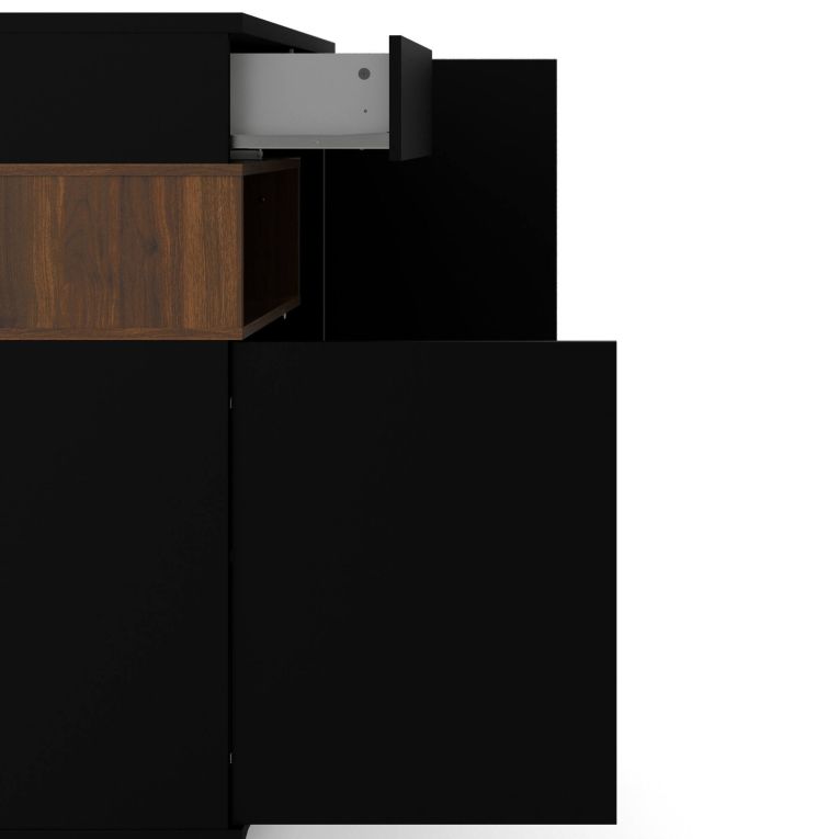 Credenza nera,noce 88x36x118h cm 2 ante e 1 cassetto - Alfra