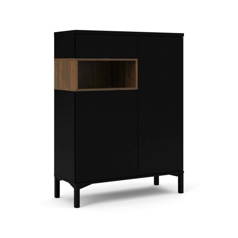 Credenza nera,noce 88x36x118h cm 2 ante e 1 cassetto - Alfra