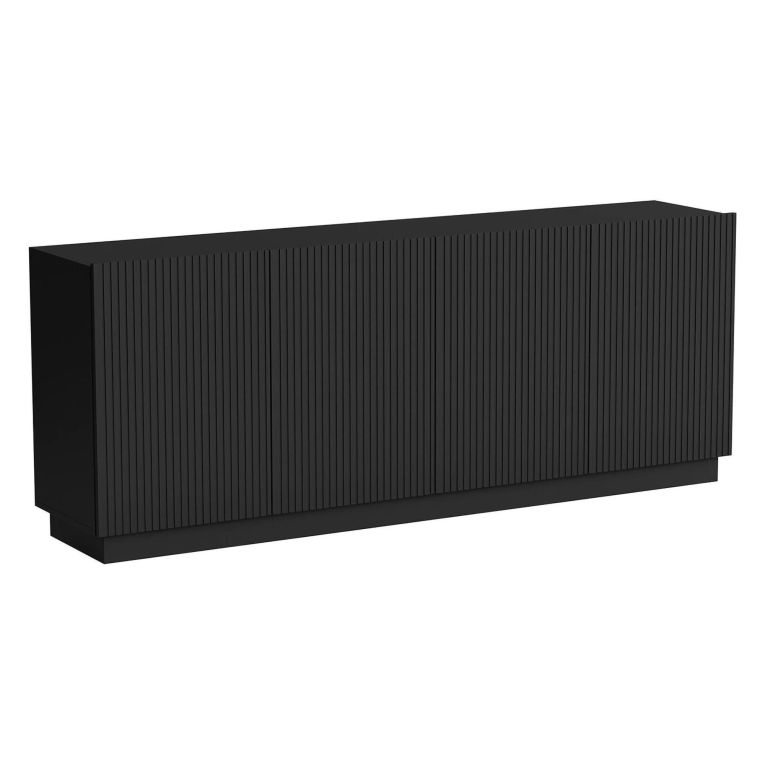 Credenza Nero 4 Ripiani 4 Ante 200x40x78h cm, 8 Vani - Masainas