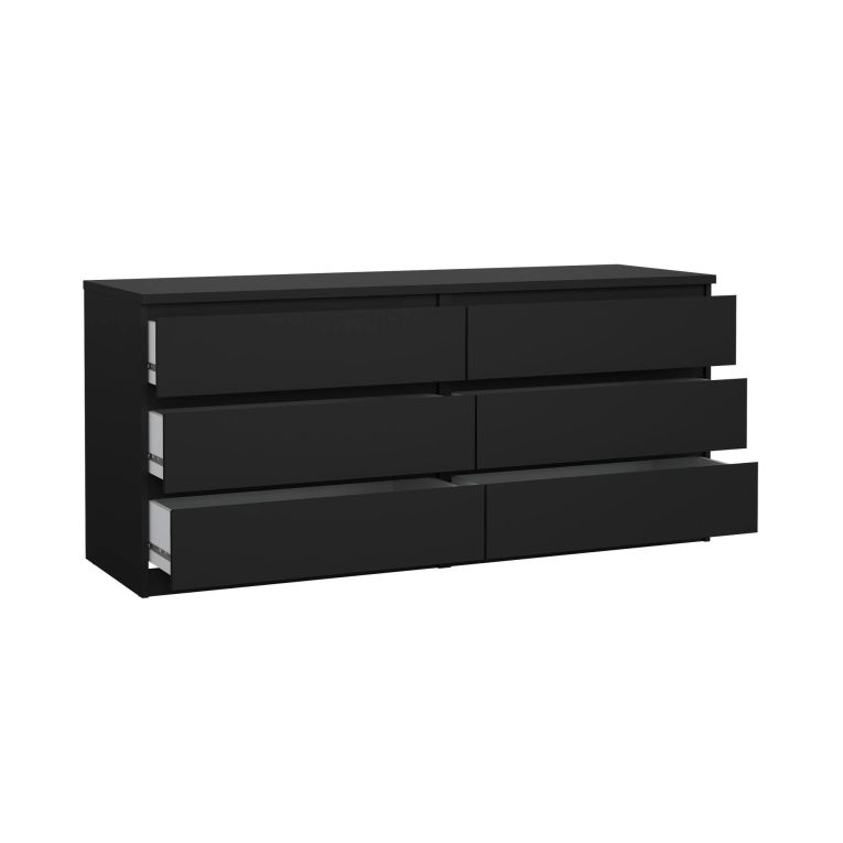 Credenza Nero 6 Cassetti Apertura Scorrevole 154x50x68h cm, Chiusura Scorrevole - Joyce