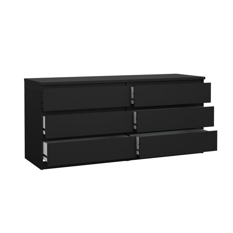 Credenza Nero 6 Cassetti Apertura Scorrevole 154x50x70h cm, Chiusura Scorrevole - Abacadabra