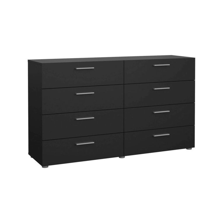 Credenza Nero 8 Cassetti Apertura Scorrevole 140x40x82h cm, Chiusura Scorrevole - Phethai