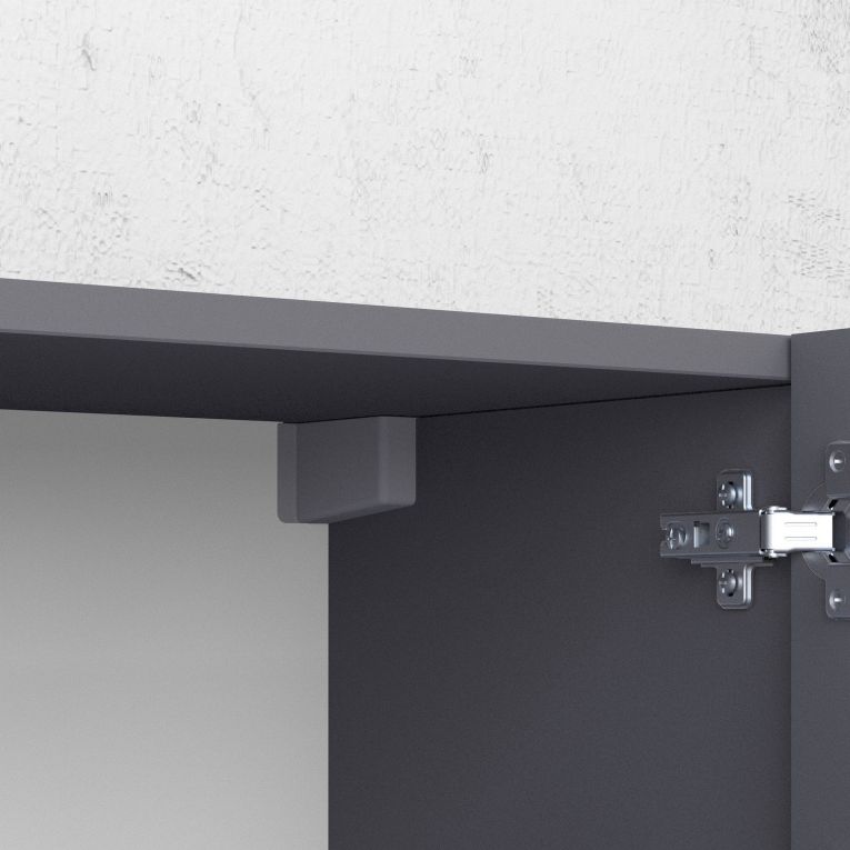 Credenza Nero Antracite Marrone Rovere 6 Ripiani Apertura Battente 160x35x70h cm, 4 Ante Made in Italy - Swink