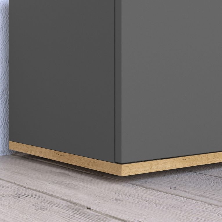 Credenza Nero Antracite Marrone Rovere 6 Ripiani Apertura Battente 160x35x70h cm, 4 Ante Made in Italy - Swink