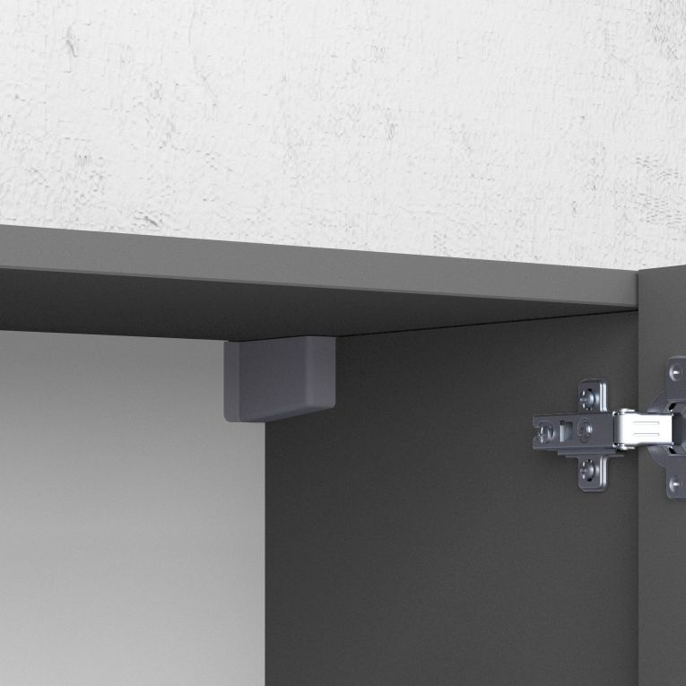 Credenza Nero Antracite Marrone Rovere 7 Ripiani Apertura Battente 200x35x70h cm, 5 Ante Made in Italy - Cordele