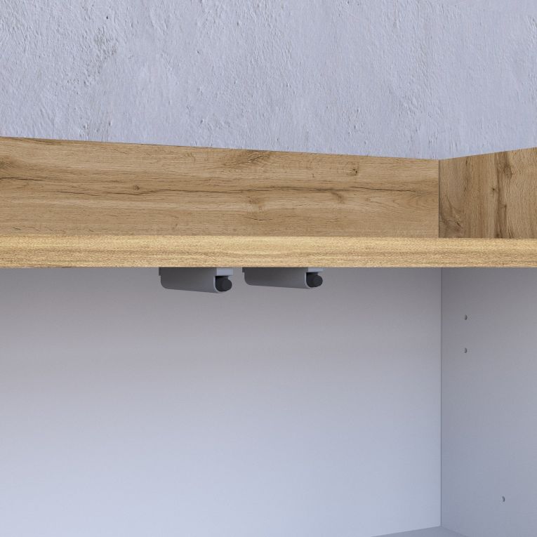 Credenza Nero Antracite Marrone Rovere 7 Ripiani Apertura Battente 200x35x70h cm, 5 Ante Made in Italy - Cordele
