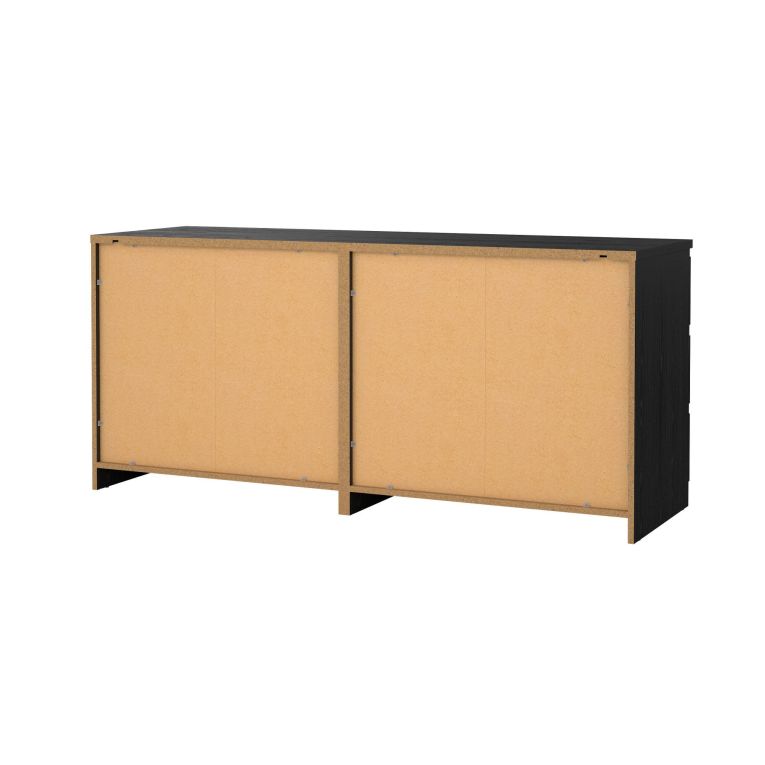 Credenza Nero Effetto Legno 6 Cassetti Apertura Scorrevole 154x50x68h cm, Chiusura Scorrevole - Joyce