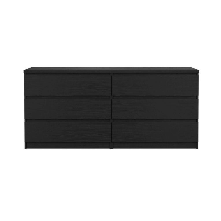 Credenza Nero Effetto Legno 6 Cassetti Apertura Scorrevole 154x50x68h cm, Chiusura Scorrevole - Joyce
