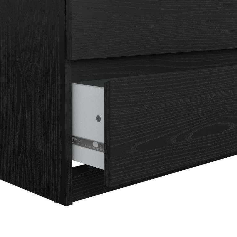 Credenza Nero Effetto Legno 6 Cassetti Apertura Scorrevole 154x50x68h cm, Chiusura Scorrevole - Joyce