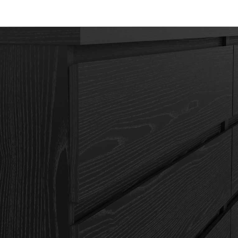Credenza Nero Effetto Legno 6 Cassetti Apertura Scorrevole 154x50x70h cm, Chiusura Scorrevole - Abacadabra