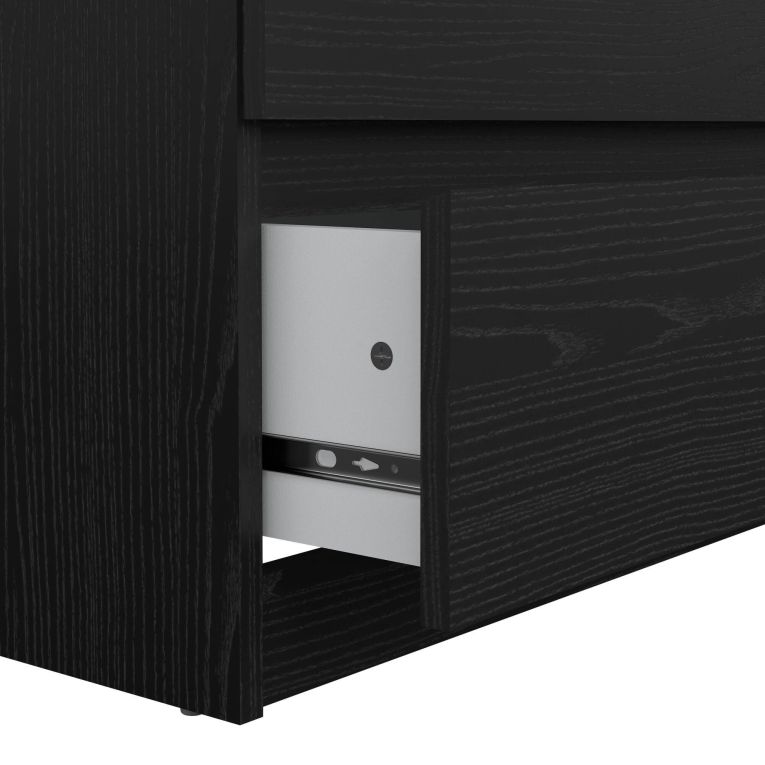 Credenza Nero Effetto Legno 6 Cassetti Apertura Scorrevole 154x50x70h cm, Chiusura Scorrevole - Abacadabra