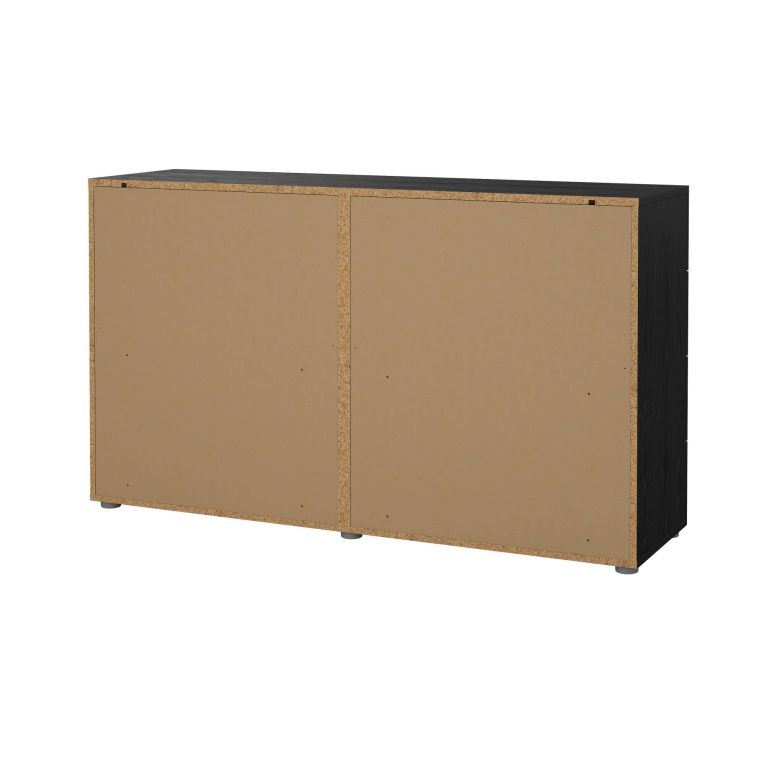 Credenza Nero Effetto Legno 8 Cassetti Apertura Scorrevole 140x40x82h cm, Chiusura Scorrevole - Phethai